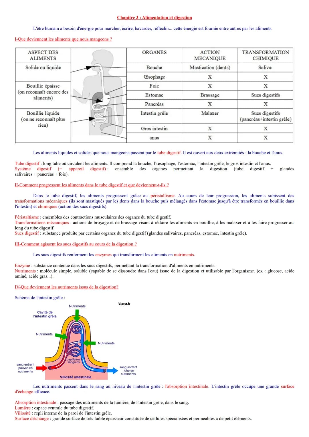 Chapitre 3: Alimentation et digestion
L'être humain a besoin d'énergie pour marcher, écrire, bavarder, réfléchir... cette énergie est fourni