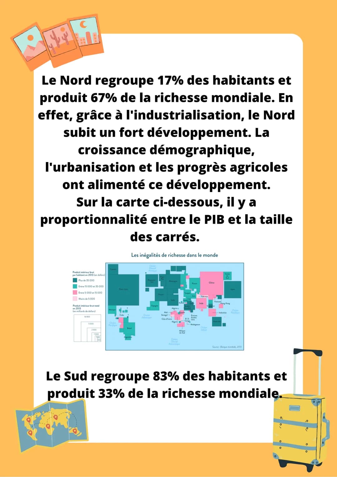 La répartition de la
richesse et de la pauvreté
dans le monde
La répartition de la richesse et de la
pauvreté dans le monde est faite
d'inég