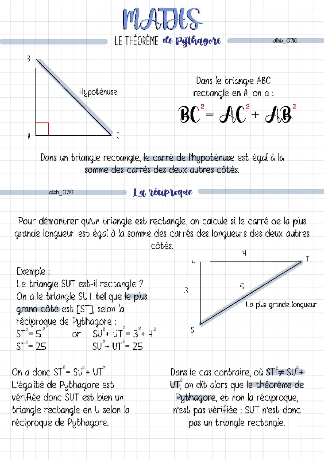 Maths : théorème de Pythagore
