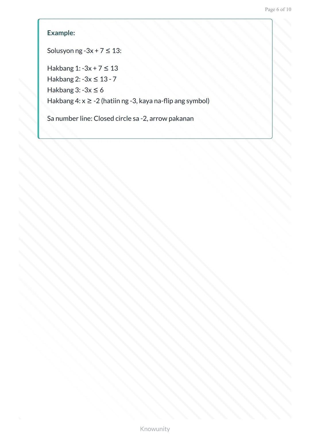 Mga Linear Equation at Inequality: Paglalarawan gamit sa Number Line
Pag-aaral ng mga linear inequality at paggamit ng number
line
Mga Layun