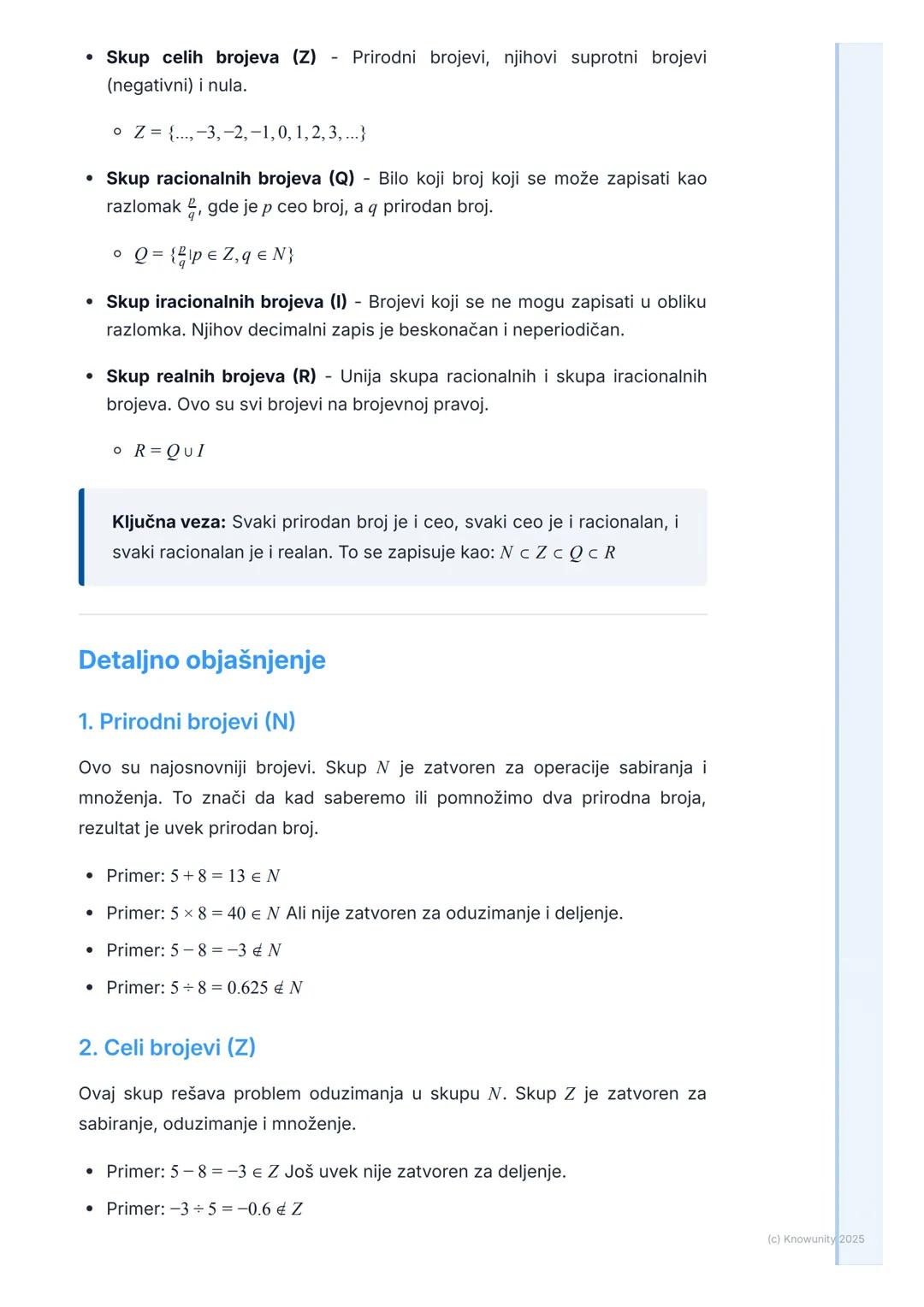 # Skupovi brojeva

Uvod u skupove brojeva

Ovo je ponavljanje i proširenje onoga što smo radili u osnovnoj školi.
Razumevanje različitih sku