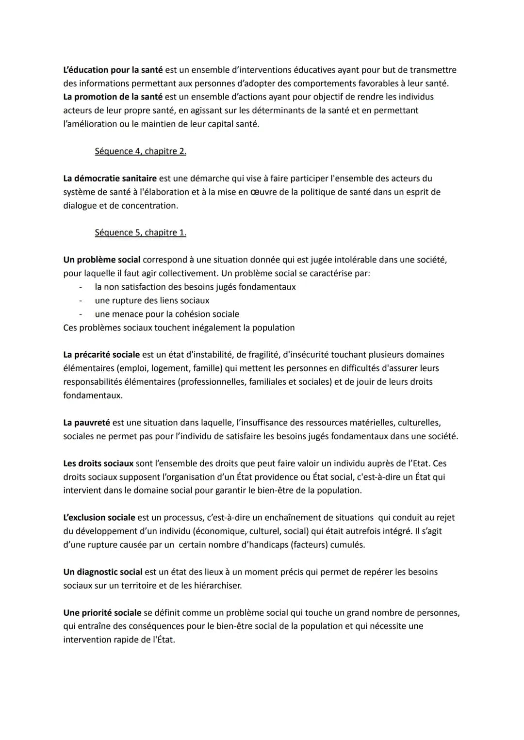 Séquence 1, chapitre 1.
DÉFINITIONS
PREMIÈRE
La santé individuelle est un état de complet bien-être physique, mental et social et ne consist