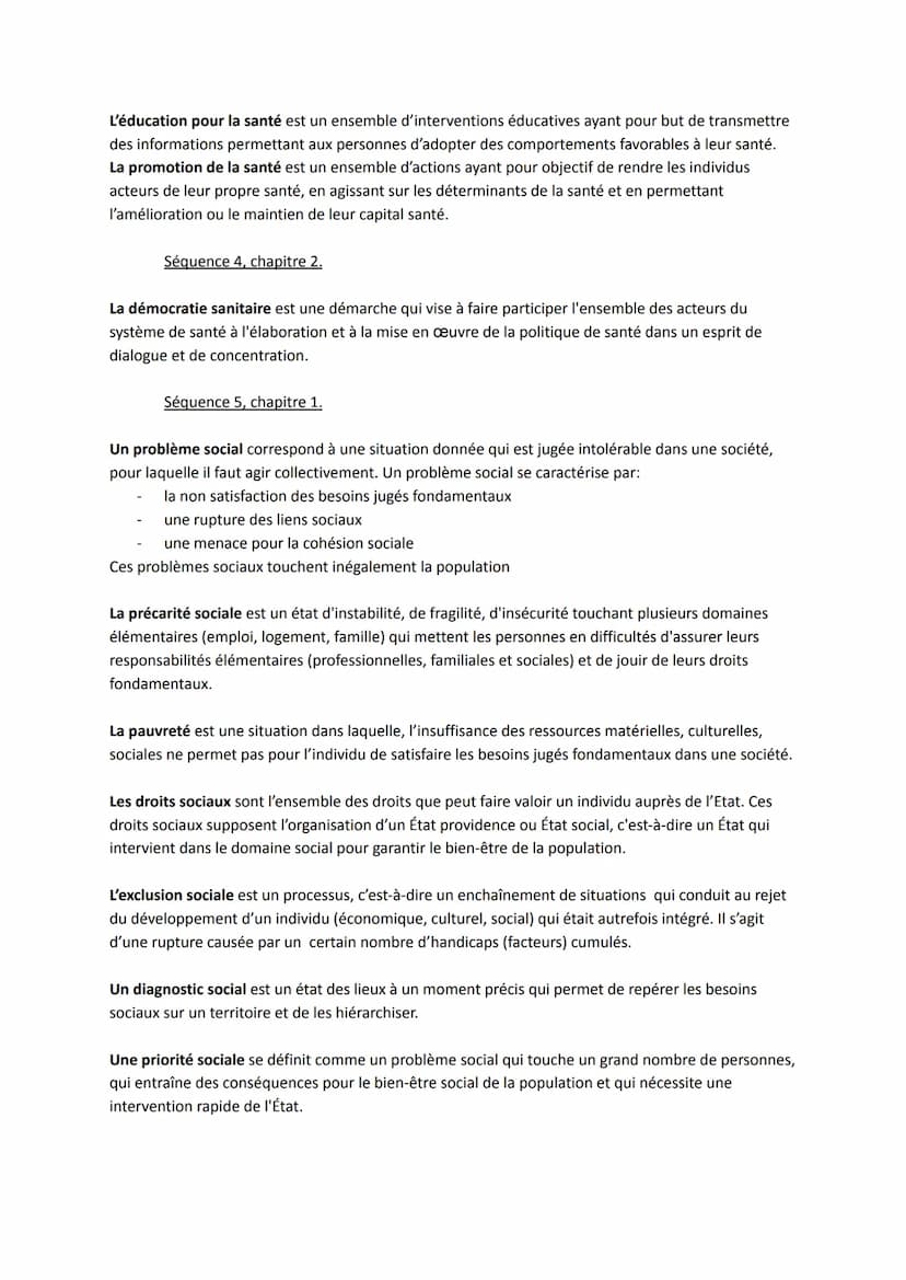 Séquence 1, chapitre 1.
DÉFINITIONS
PREMIÈRE
La santé individuelle est un état de complet bien-être physique, mental et social et ne consist