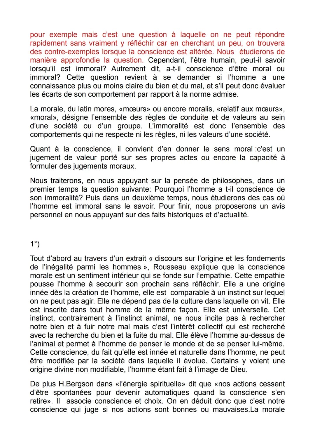 Étymologie
Mores,moralis : relatif
aux mœurs, moral
non :
rousseau:
Immoral: im => négatif, moral =>du latin mores « mœurs » et precissement