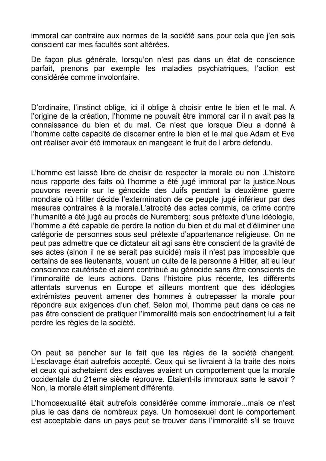 Étymologie
Mores,moralis : relatif
aux mœurs, moral
non :
rousseau:
Immoral: im => négatif, moral =>du latin mores « mœurs » et precissement