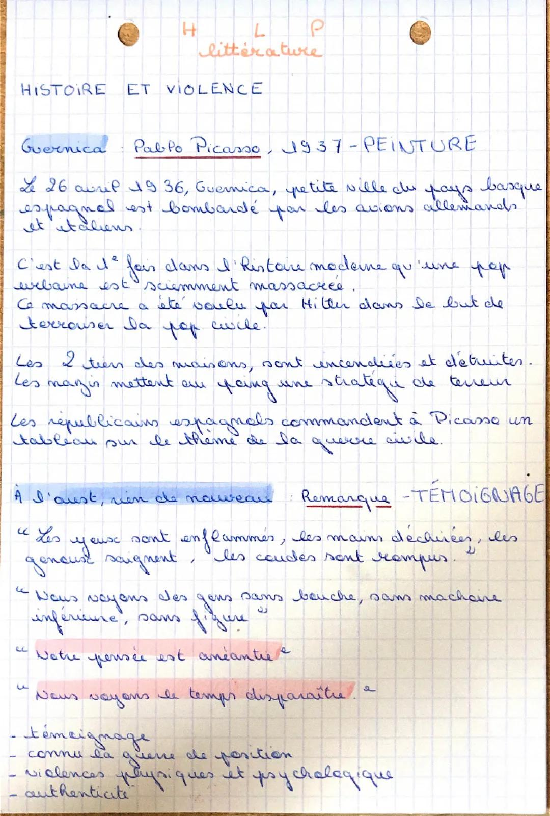 Découvre La Douleur de Marguerite Duras et Guernica de Picasso