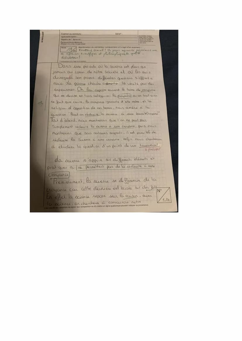 Sujet bac blanc de philo: la science est elle une croyance comme les autres Examen ou concours :
Spécialité/option:
Repère de l'épreuve
Epre