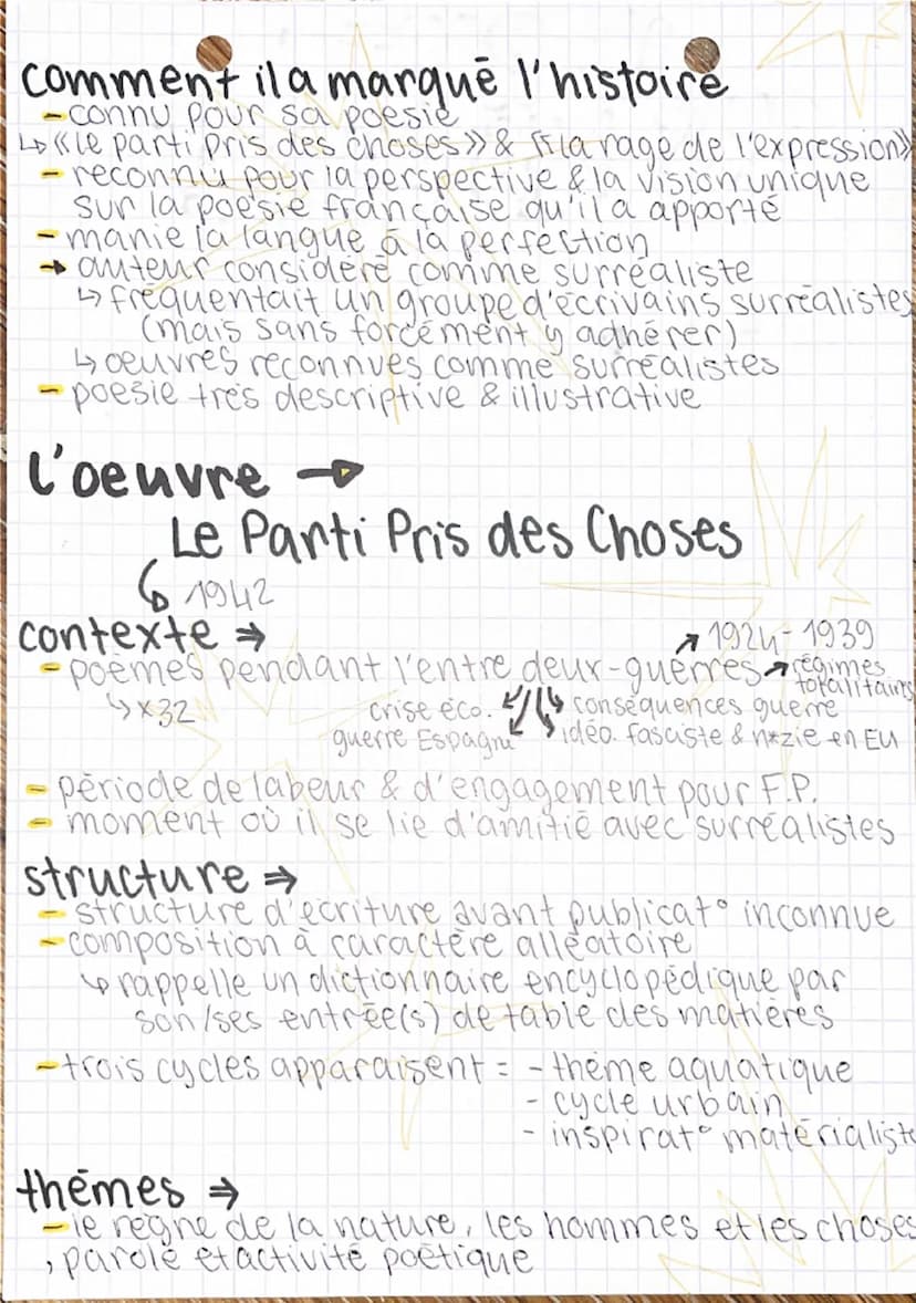 #4
LE PARTI
PRIS DES CHOSES
francis Ponge
L'auteur→
Francis Ponge (1899-1988) $\rightarrow$ 20$^e$ siecle
$\rightarrow$ poète, écrivain, pro