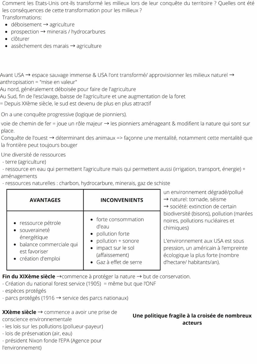 THÈME 5 : L'ENVIRONNEMENT,
ENTRE
EXPLOITATION ET PROTECTION UN ENJEU
PLANETAIRE
Axe conclusif: Les Etats-Unis et la question environnemental