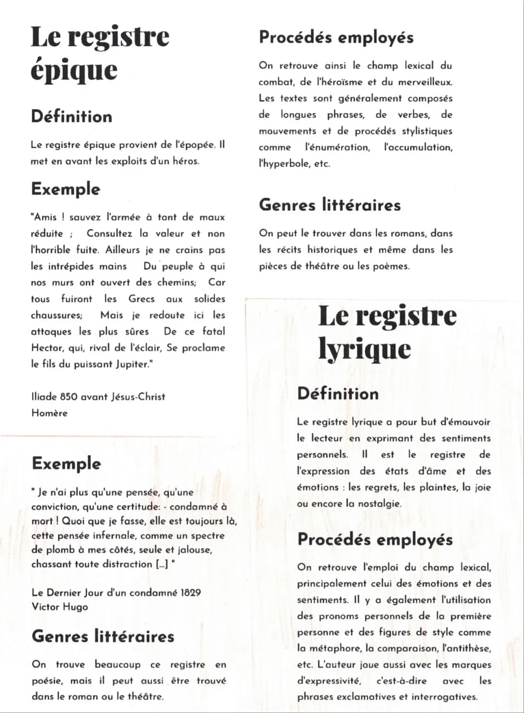Les registres littéraires : Lyrique, Épique et plus encore