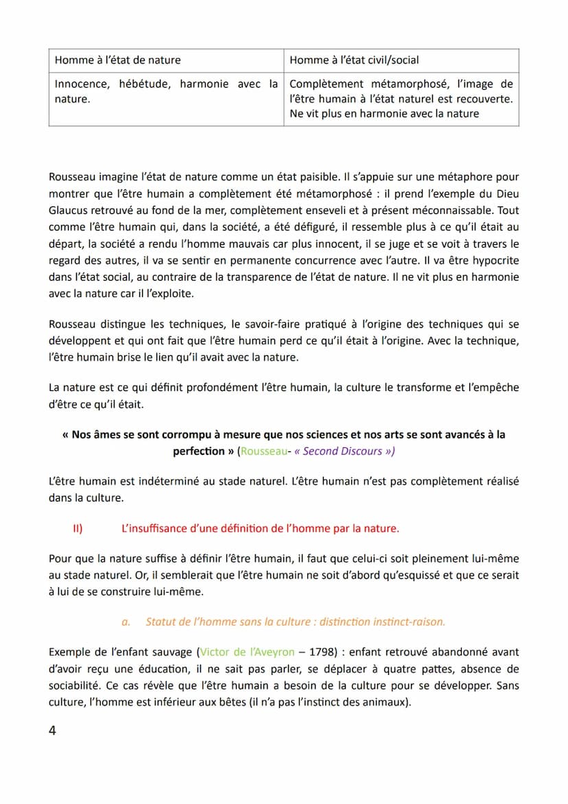 Leçon n°4 : La Nature.
Dimensions/perspectives étudiées : la connaissance : en quoi la raison (=faculté de connaître)
sépare l'homme de la n