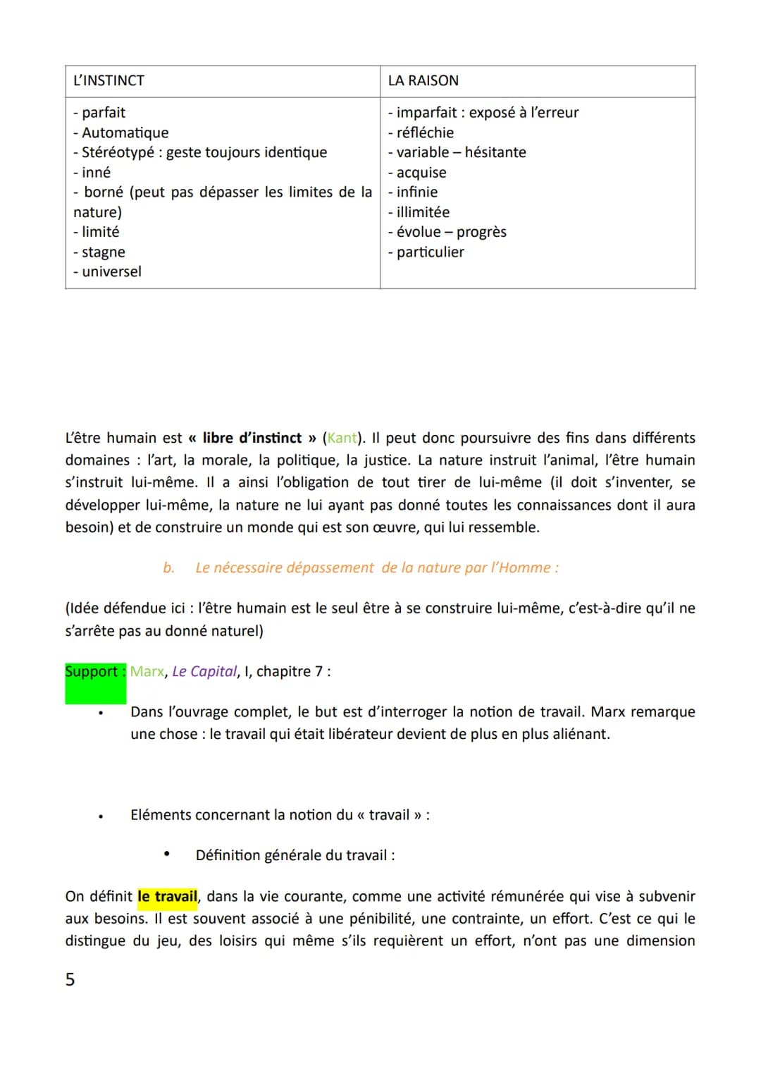 Leçon n°4 : La Nature.
Dimensions/perspectives étudiées : la connaissance : en quoi la raison (=faculté de connaître)
sépare l'homme de la n