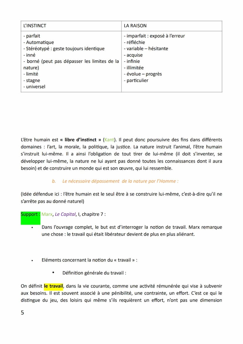 Leçon n°4 : La Nature.
Dimensions/perspectives étudiées : la connaissance : en quoi la raison (=faculté de connaître)
sépare l'homme de la n