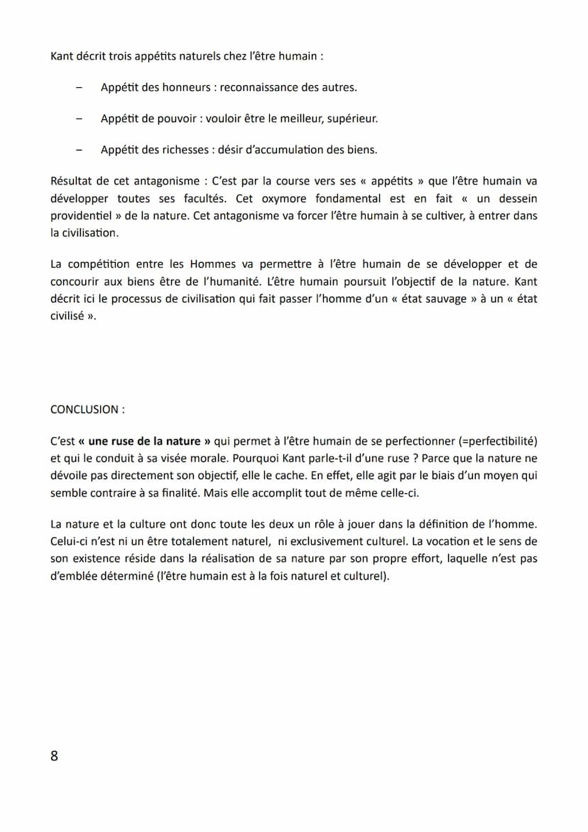 Leçon n°4 : La Nature.
Dimensions/perspectives étudiées : la connaissance : en quoi la raison (=faculté de connaître)
sépare l'homme de la n