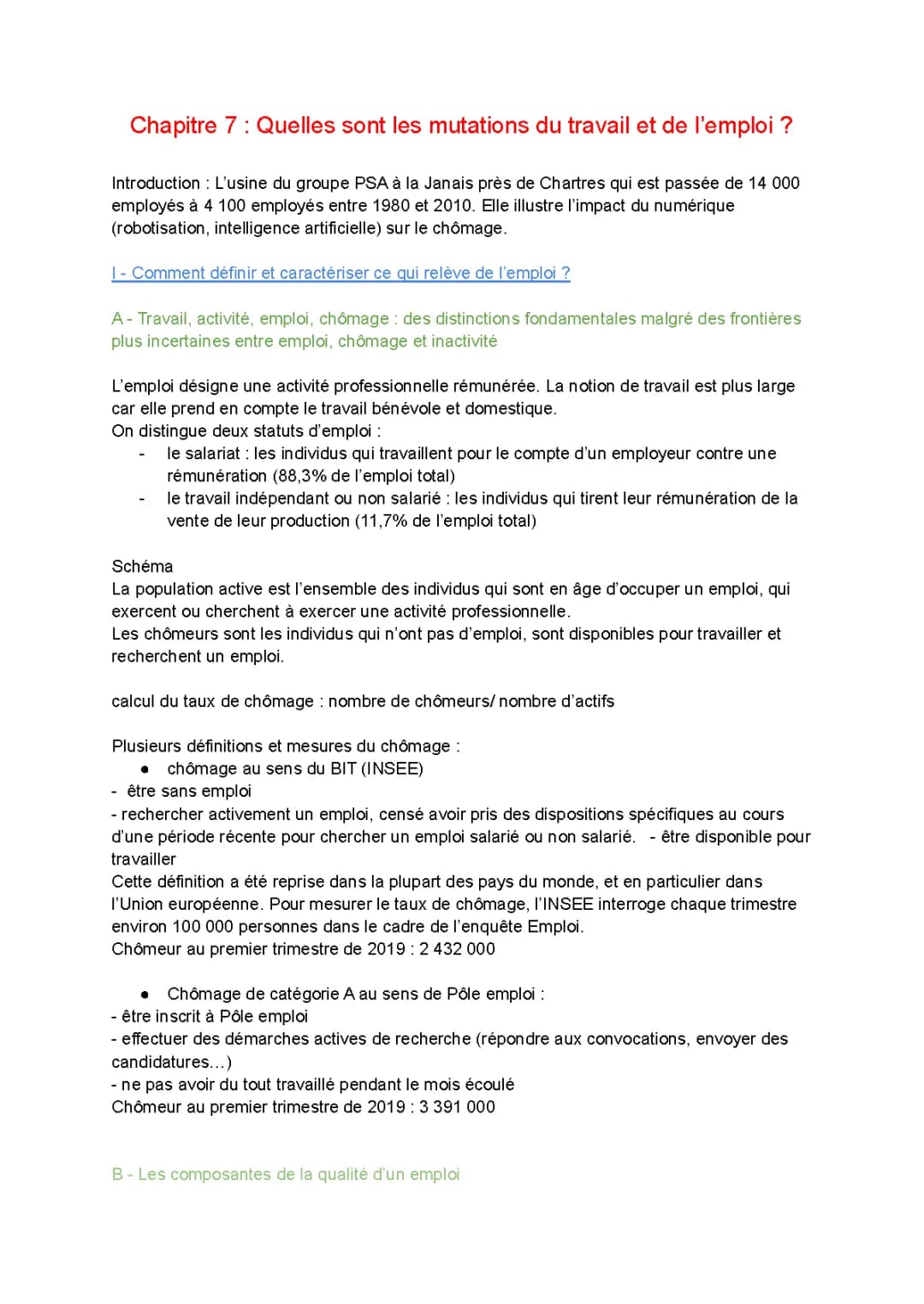 Chapitre 7 : Quelles sont les mutations du travail et de l’emploi ?