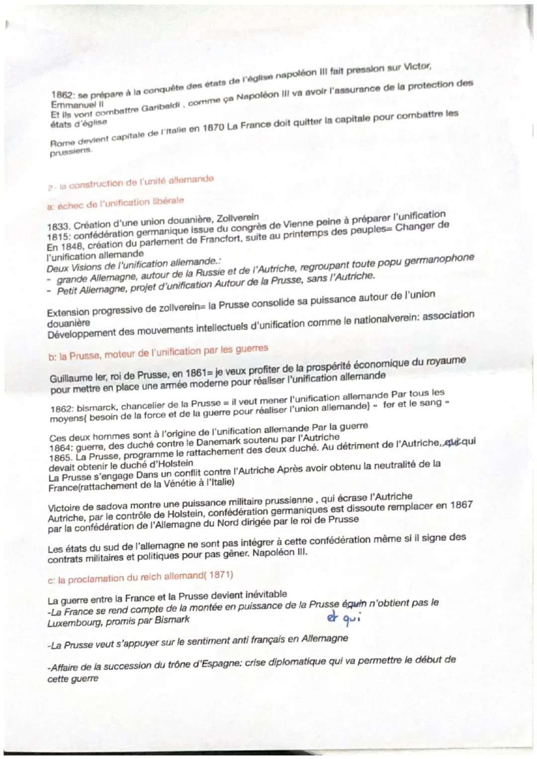 La France et la construction de nouveaux états.
Intro: aboutissement de deux processus d'unification majeur en Europe, aboutissant à
l'Allem