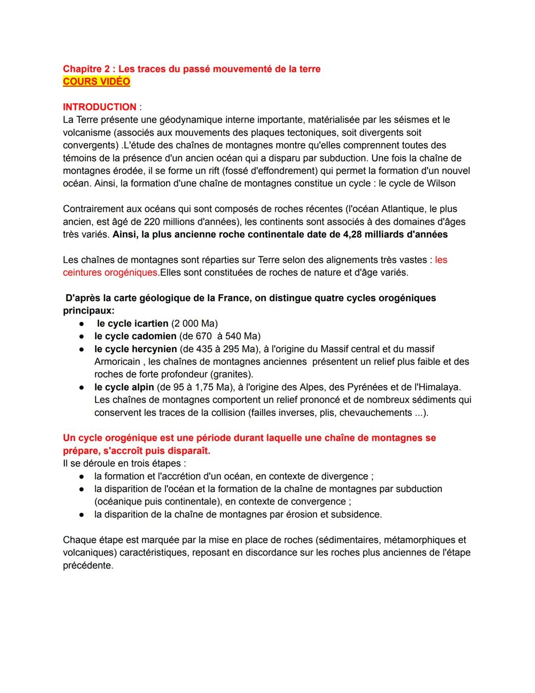 Chapitre 2: Les traces du passé mouvementé de la terre
COURS VIDÉO
INTRODUCTION:
La Terre présente une géodynamique interne importante, maté