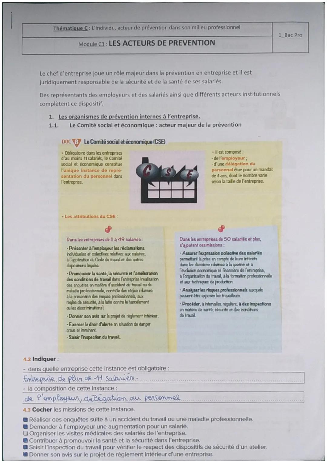 Thématique C: L'individu, acteur de prévention dans son milieu professionnel
Module C3: LES ACTEURS DE PREVENTION
Le chef d'entreprise joue 