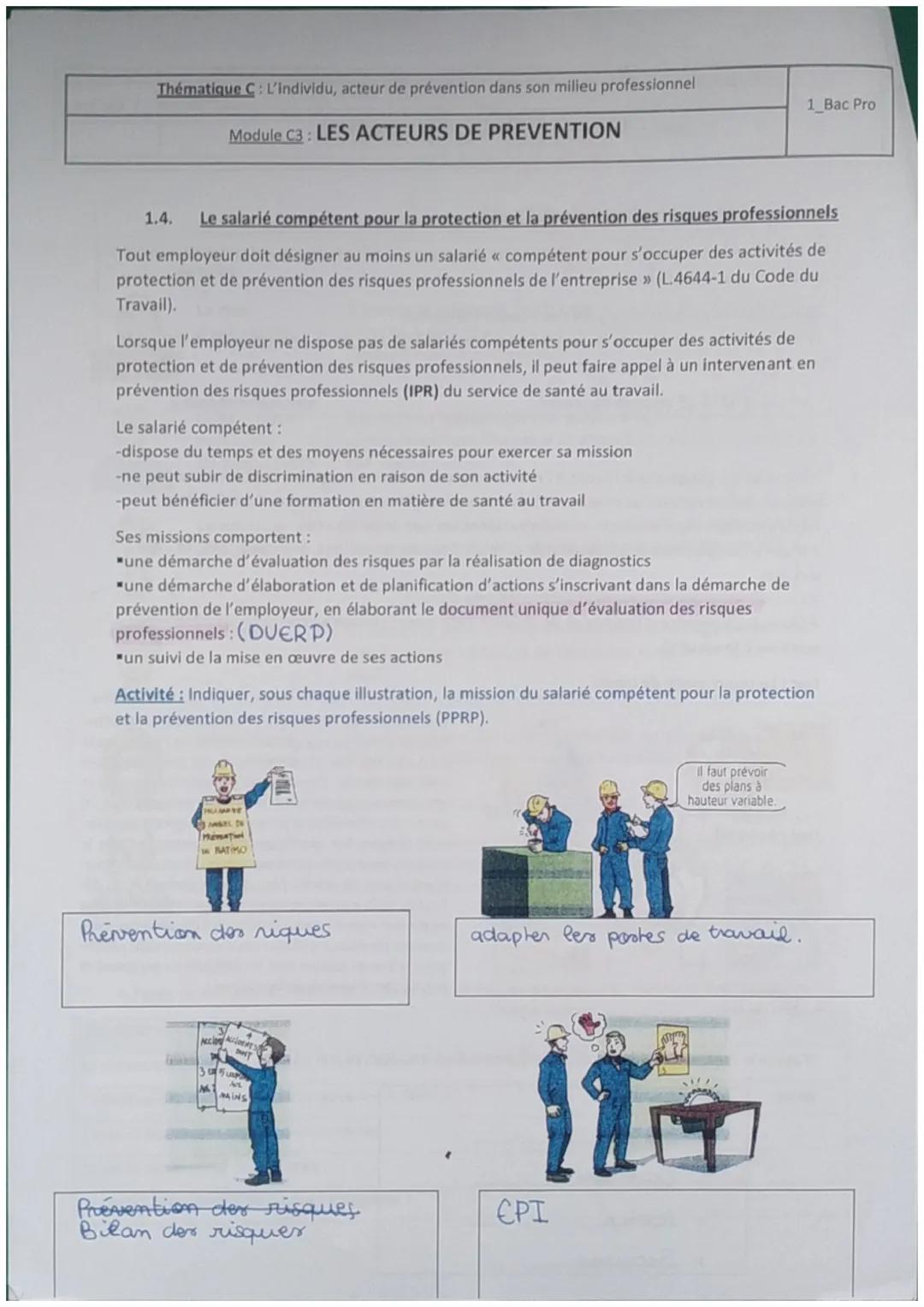 Thématique C: L'individu, acteur de prévention dans son milieu professionnel
Module C3: LES ACTEURS DE PREVENTION
Le chef d'entreprise joue 