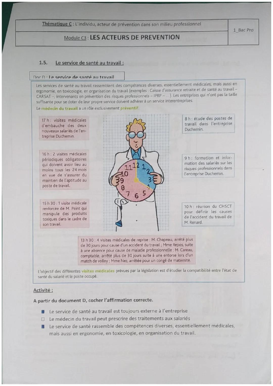Thématique C: L'individu, acteur de prévention dans son milieu professionnel
Module C3: LES ACTEURS DE PREVENTION
Le chef d'entreprise joue 