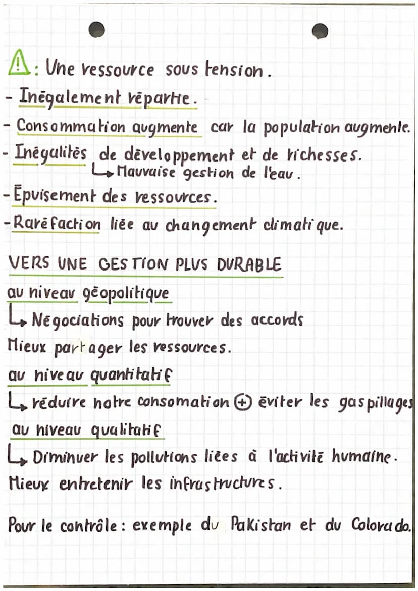 Geographie.
Thème 1:
-Sociétés et environnements des équilibres fragiles.
:
L'eau, une ressource vitale.
Les différents usages de l'eau:
Usa