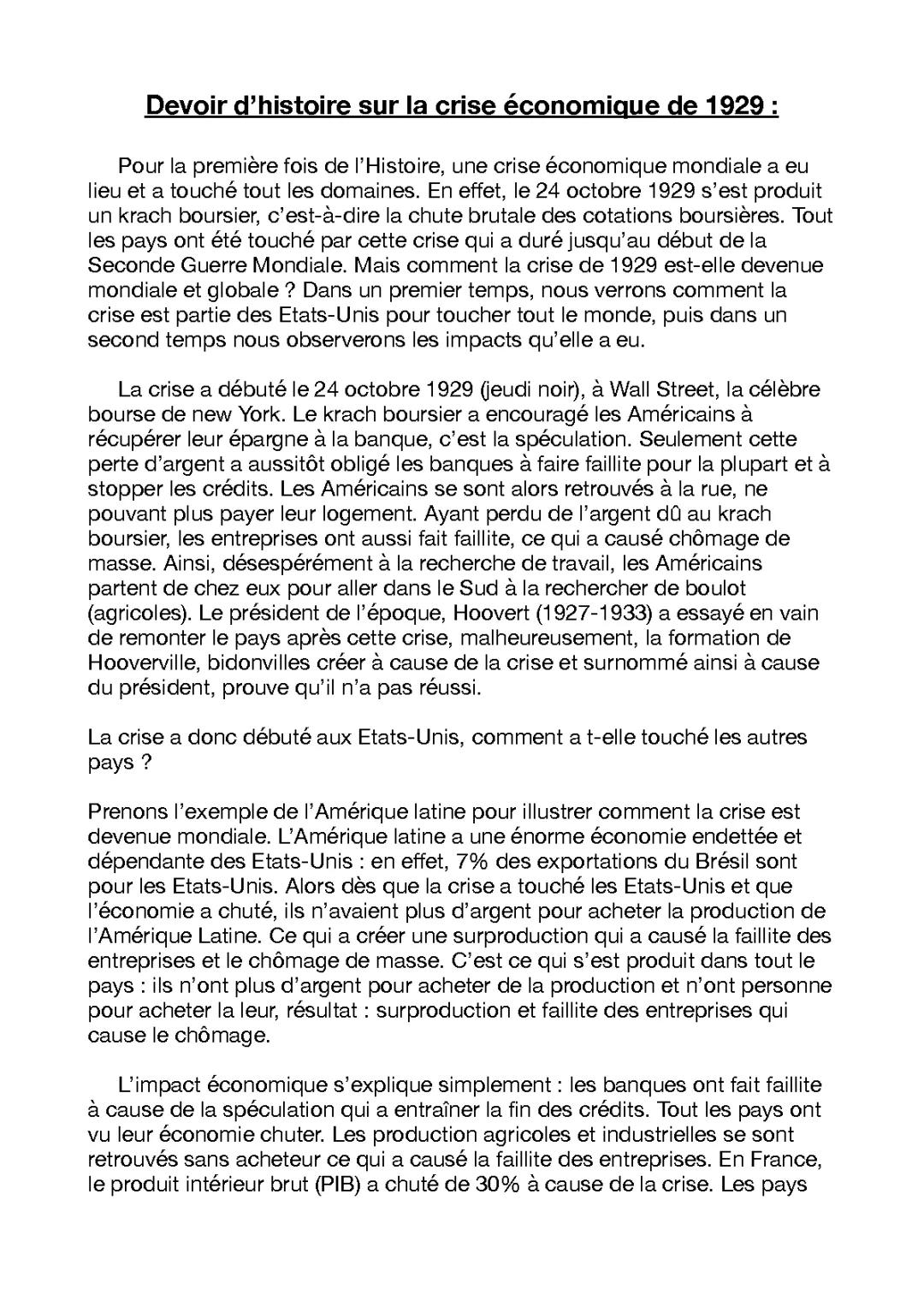 Résume la Crise de 1929: Causes et Conséquences