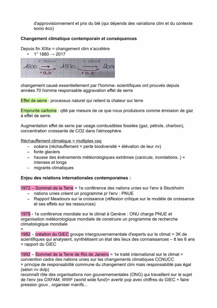 HGGSP
L'ENVIRONNEMENT
Intro :
Selon la géographe Yvonne Veyret l'environnement ne recouvre pas la seule nature =
notion plus large => terme 
