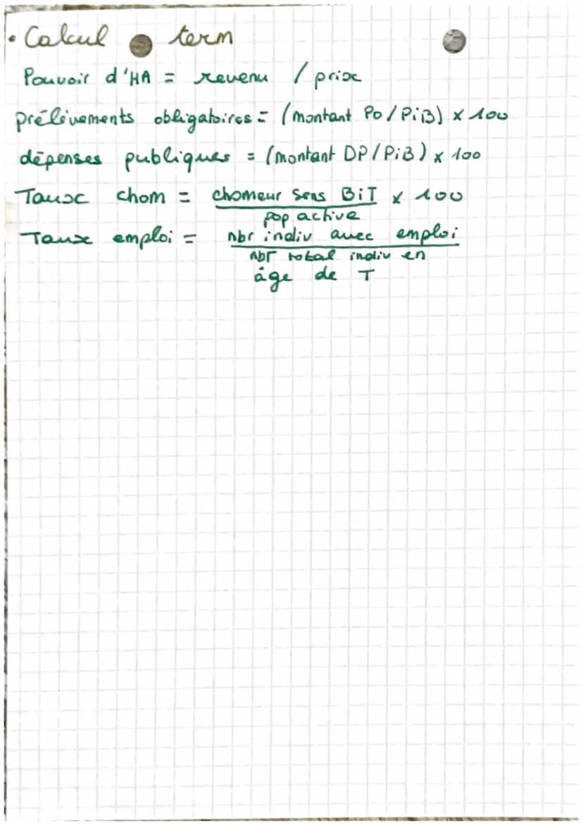 • Calcul
●
e c
CA = Pride vente
VA =
CA
CH
Resultat = total products - total
-
basique
Calcul
лече
PIB = Sommes UA + impôts - Subvent
x Quan