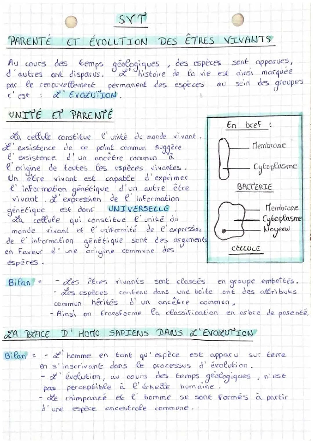 évolution des etres vivants