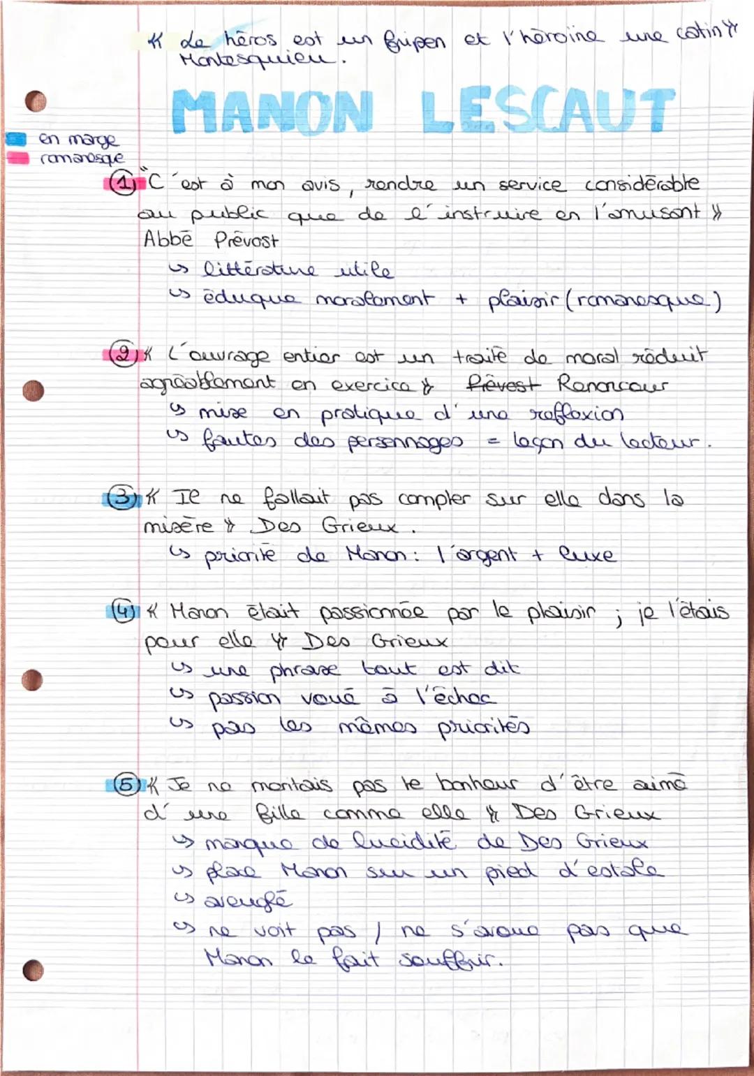 en marge
romanesque
* de heros est un frupen et l'heroine une cotin
Montesquieu.
MANON LESCAUT
④ C'est à mon avis, rendre un service conside