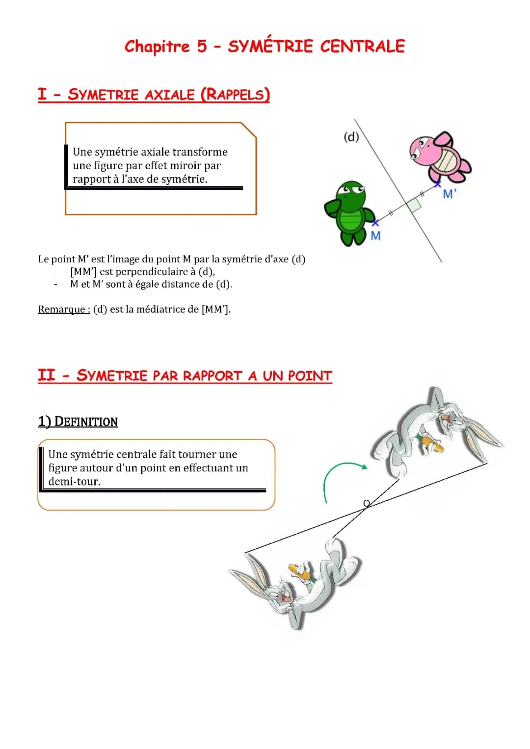 Cours Symétrie Centrale 5ème PDF - Exercices Corrigés et Propriétés