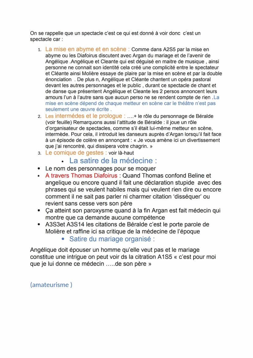 dissertation Molière
<< le poumon, le pomon vous dis-je » A3S10
<< Me voilà délivrée d'un grand fardeau .Que tu es sotte,
Toinette, de t'aff