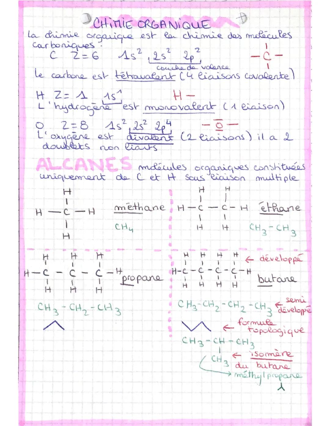 Chimie organique / alcanes et alcènes 