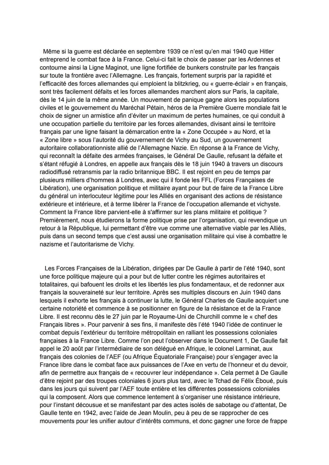 Même si la guerre est déclarée en septembre 1939 ce n'est qu'en mai 1940 que Hitler
entreprend le combat face à la France. Celui-ci fait le 