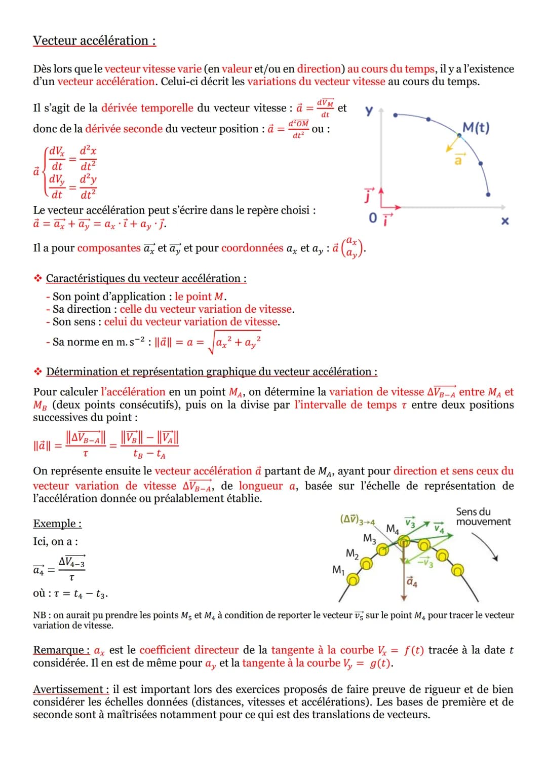 Séquence n°6 : Cinématique du point :
Prérequis :
Dérivées en mathématique et en physique :
Le principe de dérivation en physique demeure le
