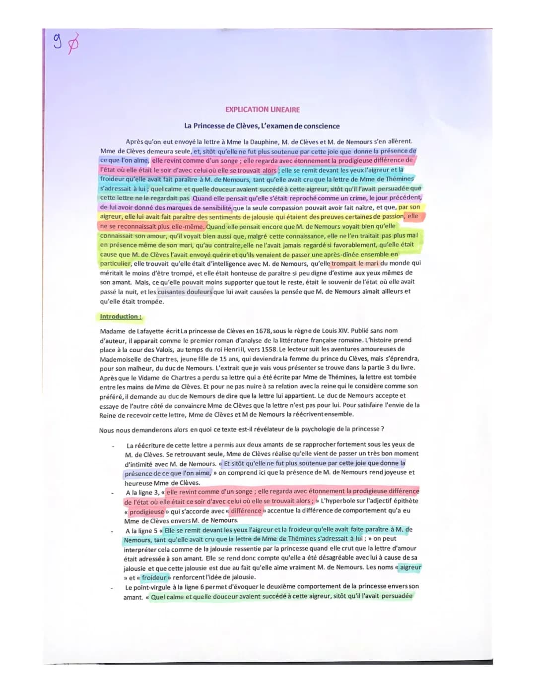 Princesse de Clèves : Analyse Linéaire, Résumé et Commentaires