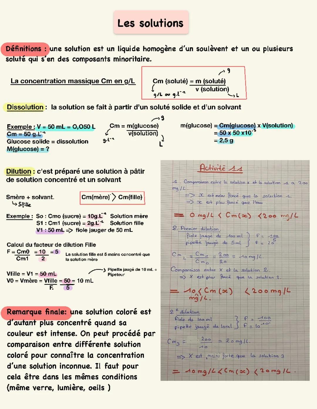 les solutions 
