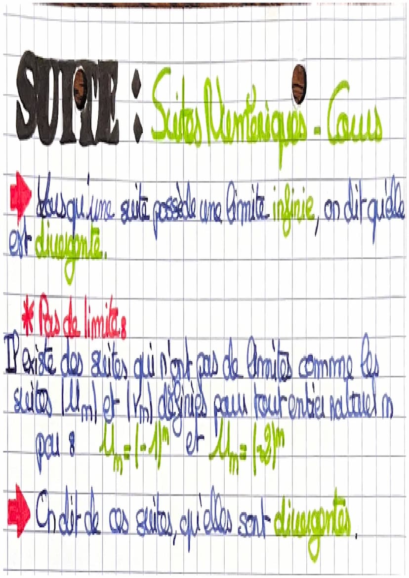 Maths
CHAPITRE1:
Suites Numériques-Coeus
A Definitions
* Une Suites une fonction définie suu lensemble des
seul une
My c'est-à-dire à partir