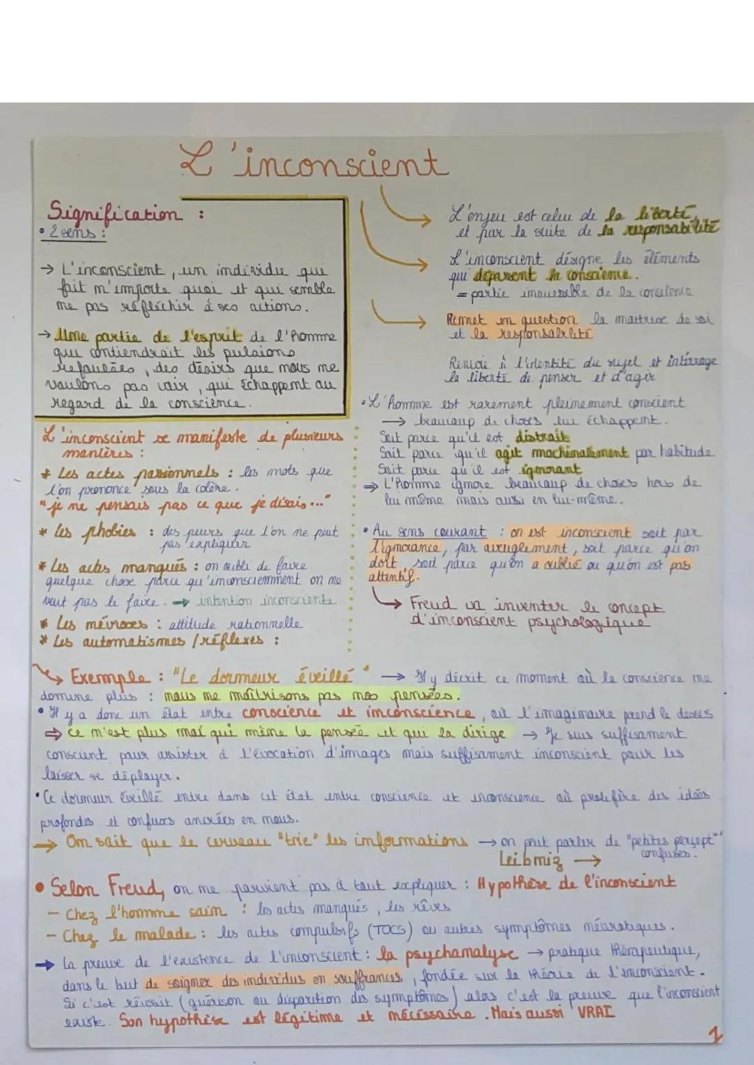 L'inconscient
Signification
• 2 sens:
:
que
→ L'inconscient, un individu
fait m'importe quoi et qui semble
me pas réfléchir à ses actions.
→