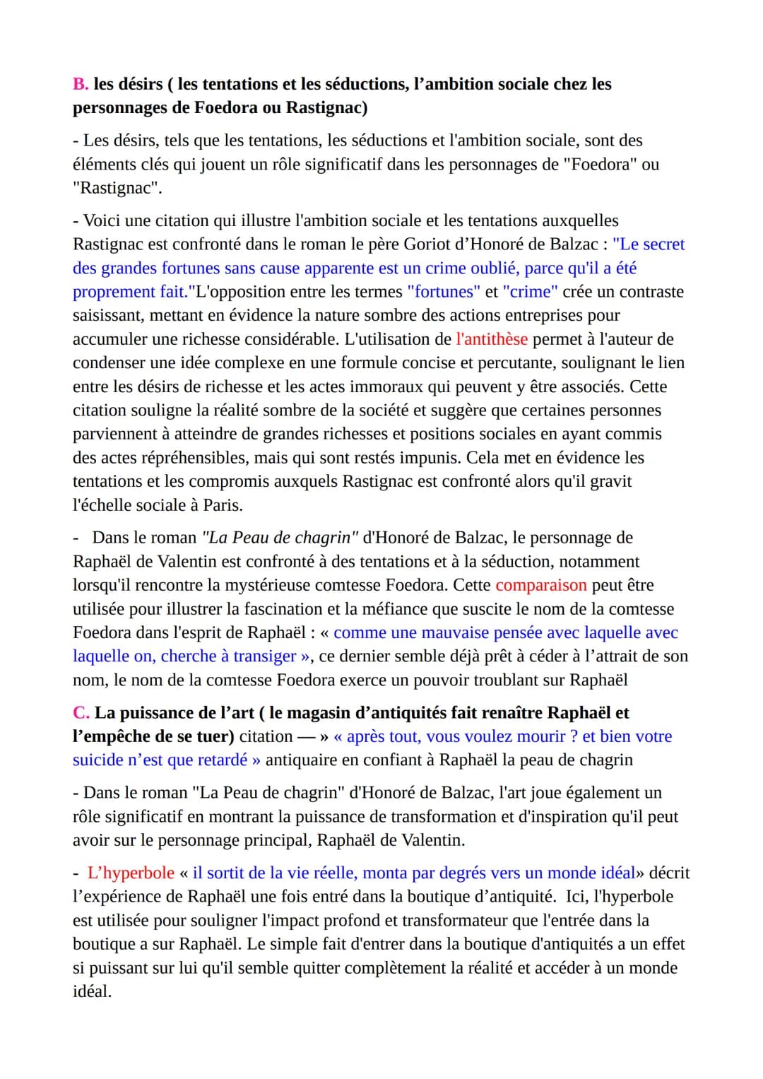 Dissertation :
« À chaque vouloir je décroîtrai comme tes jours », le roman La Peau de
Chagrin affirme-t-il que la création repose sur la de