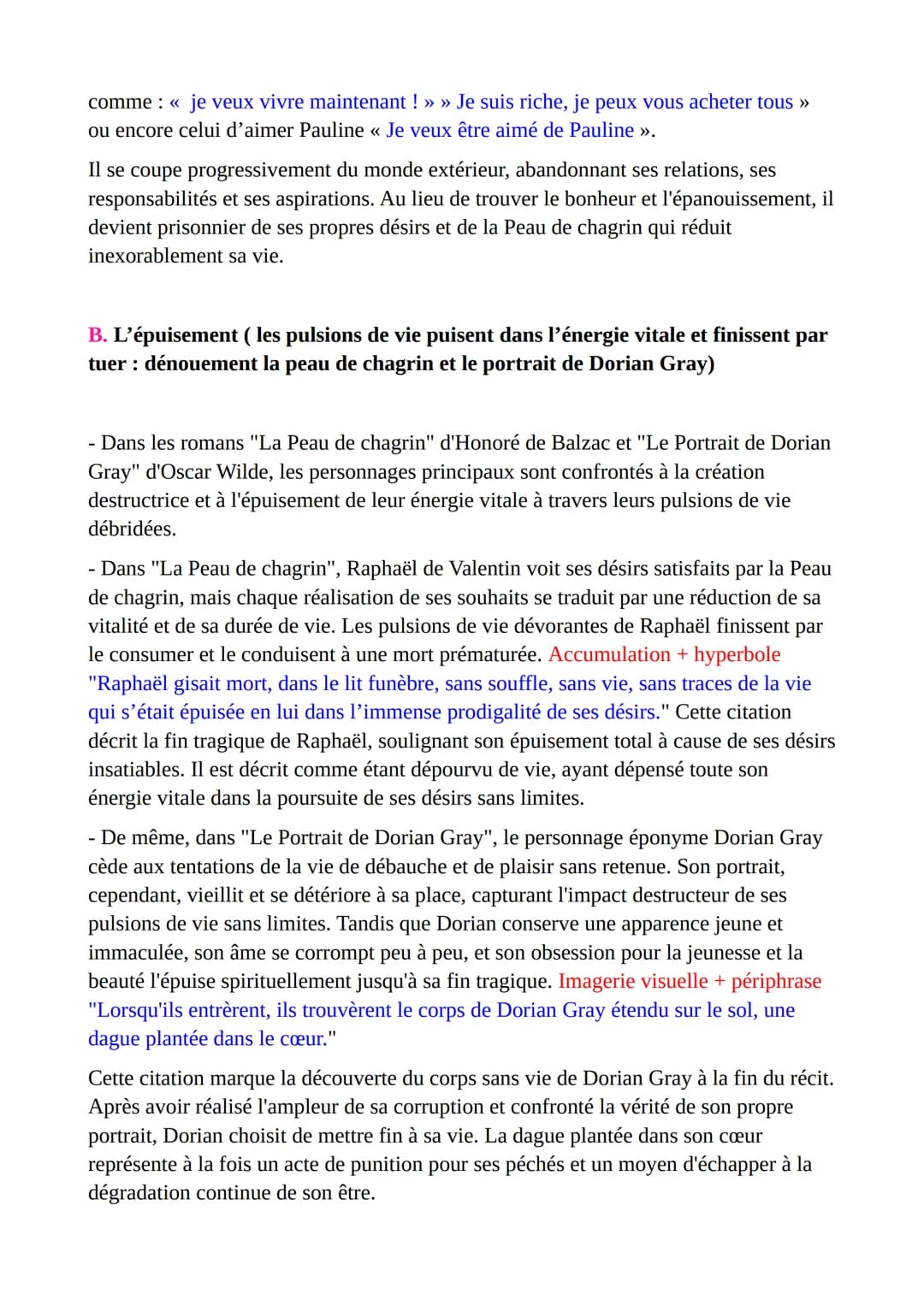 Dissertation :
« À chaque vouloir je décroîtrai comme tes jours », le roman La Peau de
Chagrin affirme-t-il que la création repose sur la de