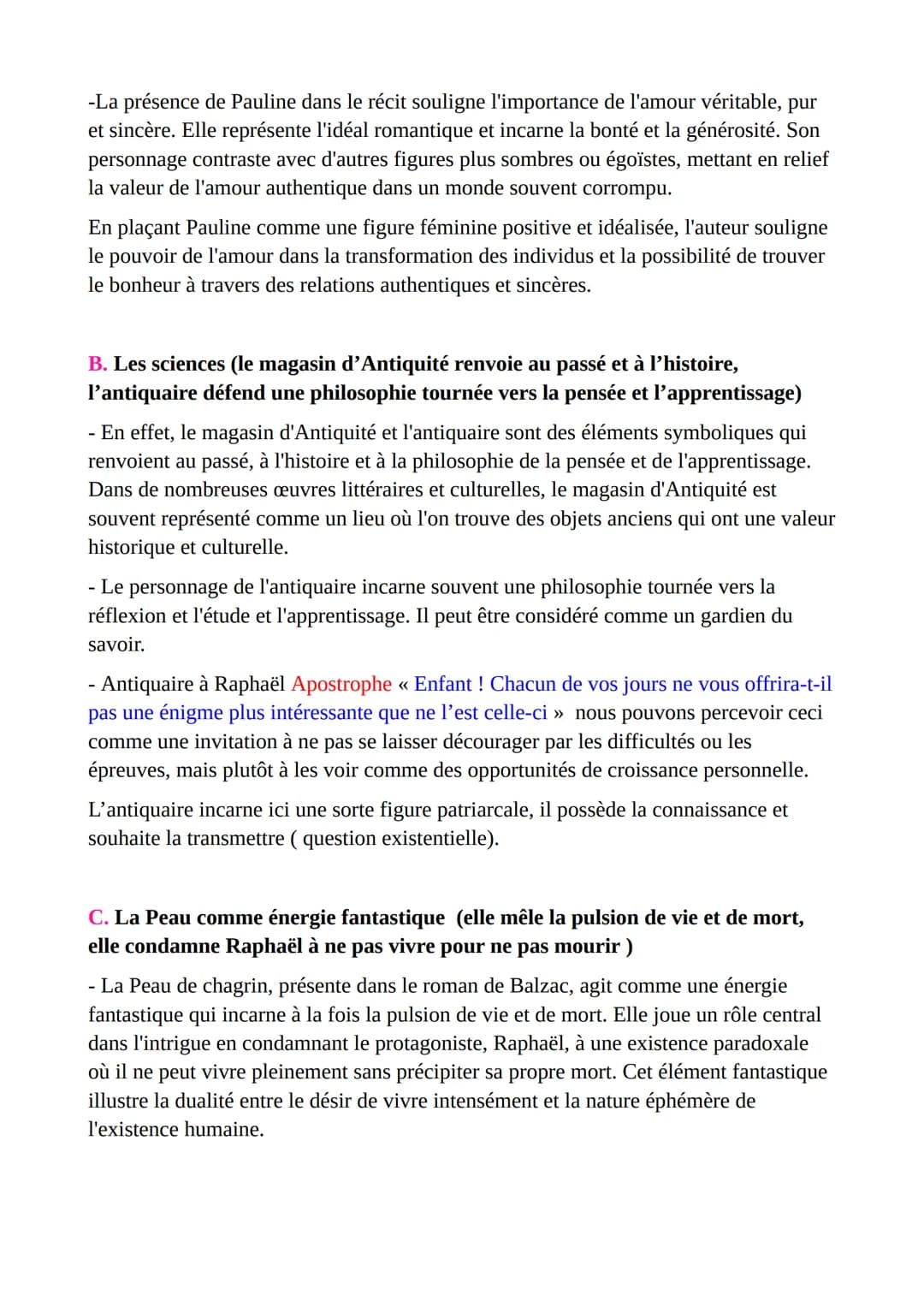 Dissertation :
« À chaque vouloir je décroîtrai comme tes jours », le roman La Peau de
Chagrin affirme-t-il que la création repose sur la de