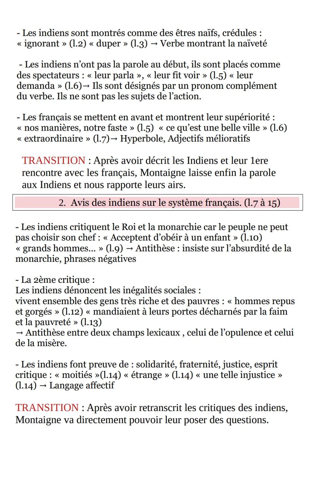 Texte 2 : Les indiens à Rouen - << Des cannibales >>>>
Montaigne

Introduction:
Ce texte est extrait des Essais de Montaigne
publié en 1592 