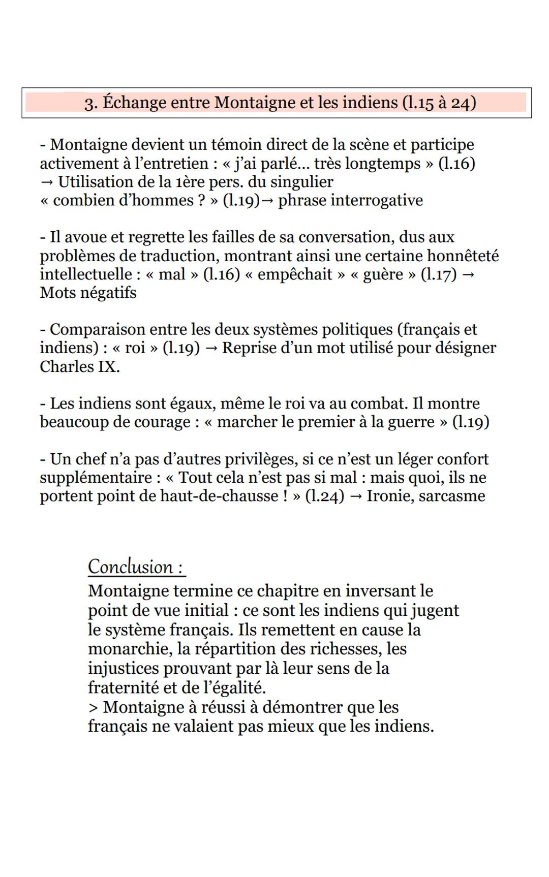 Texte 2 : Les indiens à Rouen - << Des cannibales >>>>
Montaigne

Introduction:
Ce texte est extrait des Essais de Montaigne
publié en 1592 