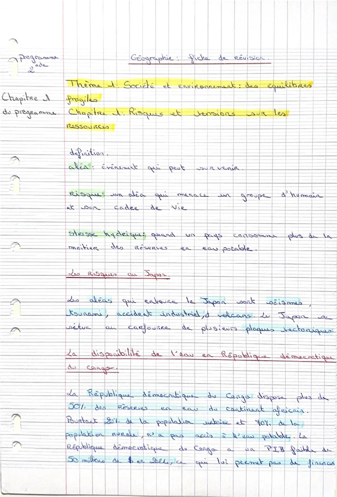 Aprogramme
Geographie: fiche de Révision

Thème 1. Société et environnement des équilibres

Chapitre I fragiles.
du pregrammre. Chapitre 1: 