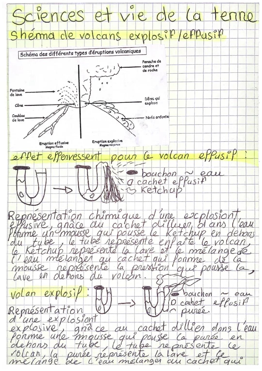 # Sciences et vie de la tenne

# Shéma de volcans explosif/effusif

Schéma des différents types d'éruptions volcaniques

Panache de
cendre e