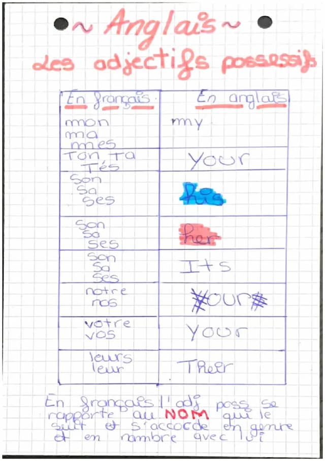Know Les adjectifs possessifs  thumbnail