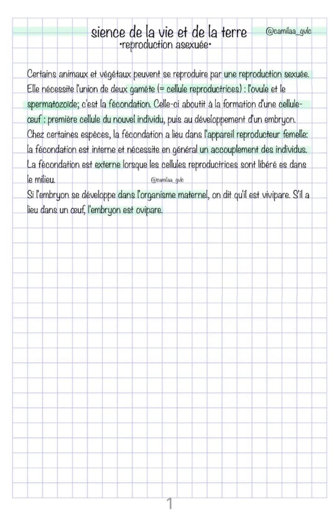 sience de la vie et de la terre @camilaa gulc
reproduction asexuée.
Certains animaux et végétaux peuvent se reproduire par une reproduction 