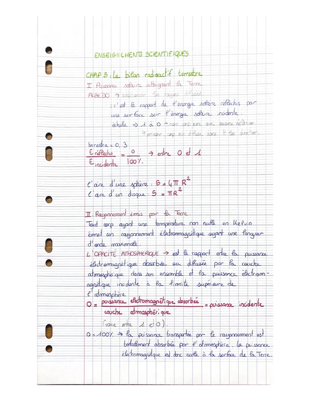 ENSEIGNEMENTS SCIENTIFIQUES

CHAP 5. Le bilan radioactif terrestre
I Plusance solare attegrant fa Terre
ALBEDO darrer las ravers faces.
:c'e