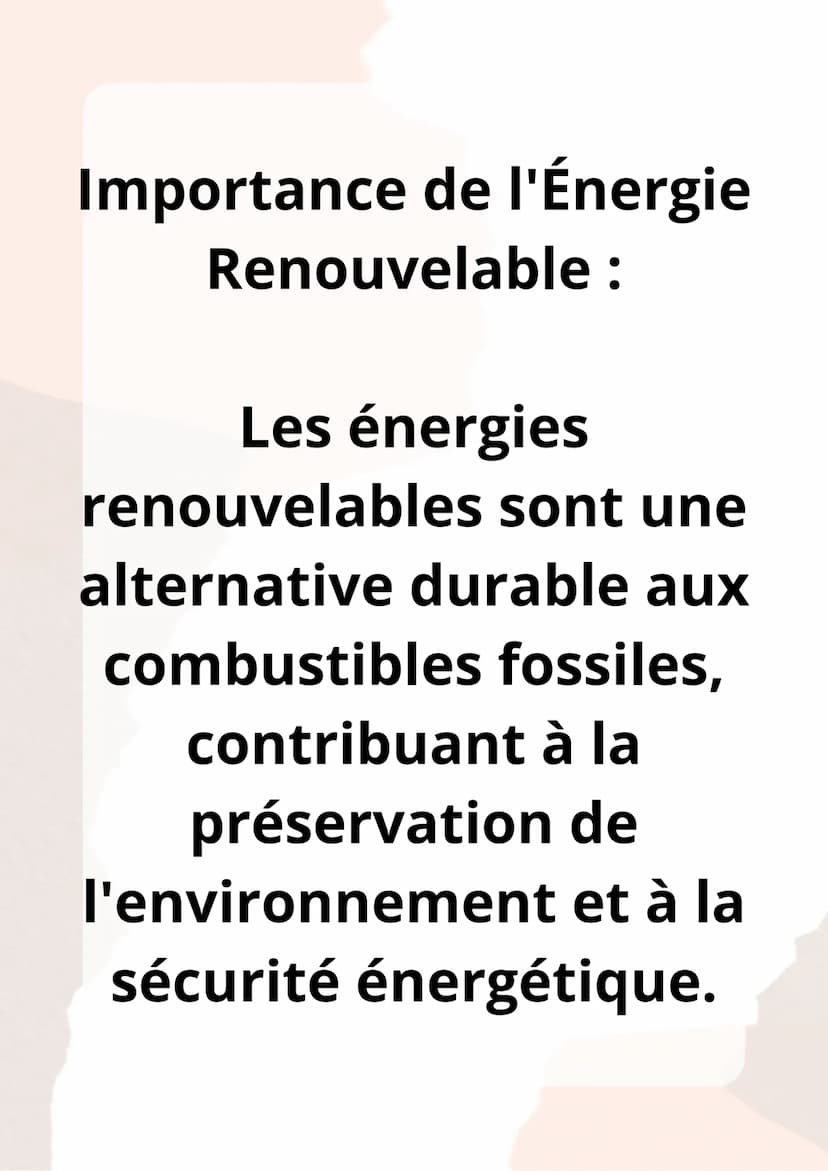 l'Énergie
Renouvelable Qu'est-ce que l'Énergie
Renouvelable ?
Les énergies renouvelables
sont des sources d'énergie
qui ne s'épuisent pas av